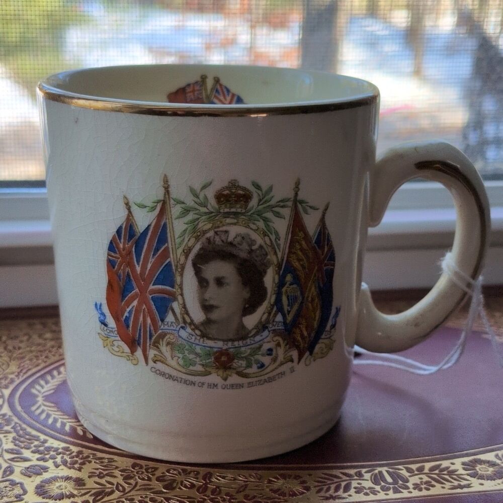 Alfred Meakin Coronation of Queen Elizabeth II Ceramic Mug 1953 Royalty Theme